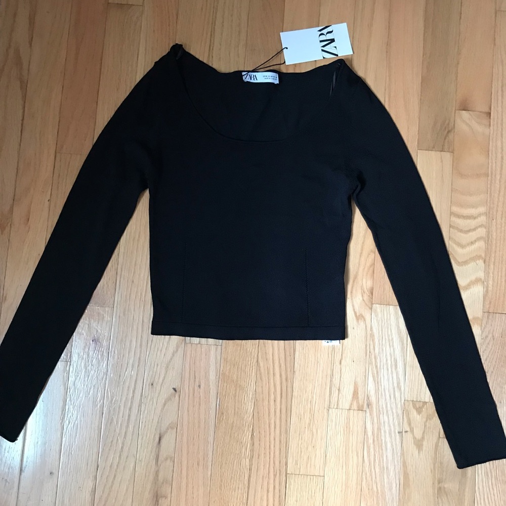 Black Zara square neck sweater